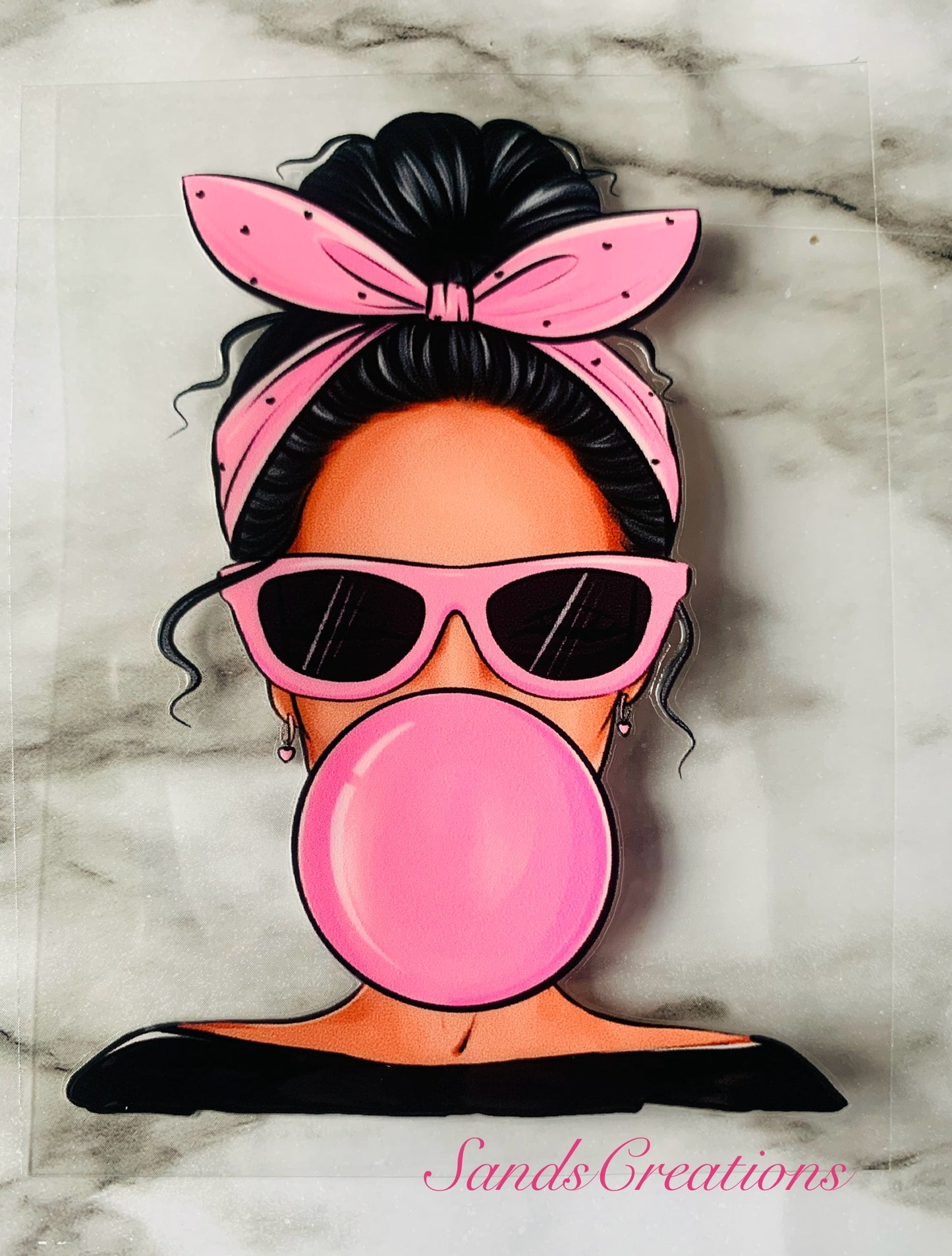 WOC Bubblegum Black Hair UVDTF Decal