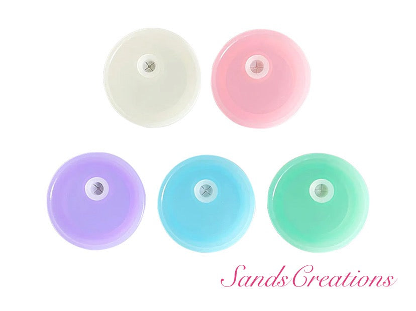 16oz glass tumbler with color plastic lid